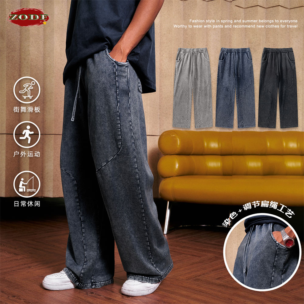 Streetwear Brand Pants - Zodf 2024ย้อนยุคสำหรับฤดูใบไม้ผลิผู้ชายกางเกงผู้ชายขาสามส่วนซักได้กางเกงลำลอง330gsm ใส่ได้ทั้งชายและหญิงกางเกงทรงหลวม HY0830แบรนด์เสื้อผ้า
