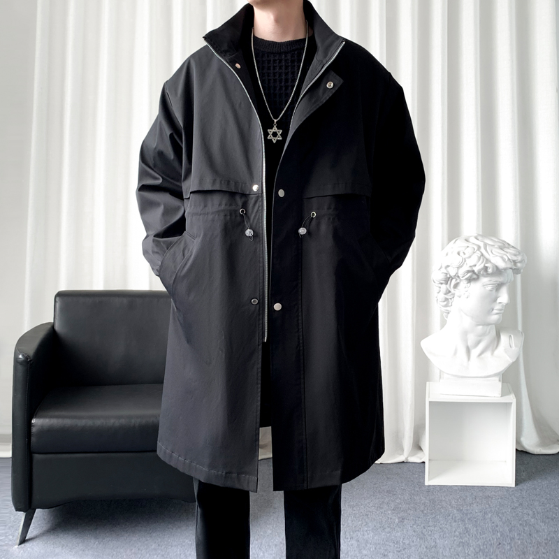 Streetwear Brand New - Trench coat ยี่ห้อใหม่ Trench เสื้อกันหนาวผู้ชายเกาหลีแฟชั่นชายยาว Windbreaker