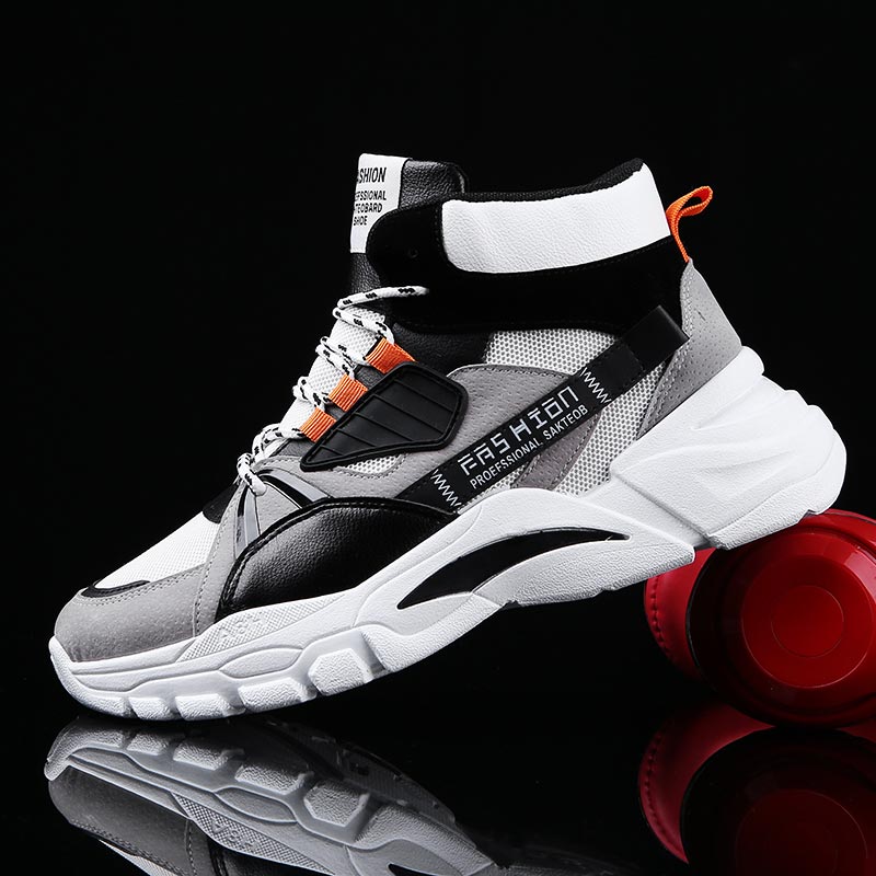 Streetwear Brand Global - Hightopฤดูร้อนผู้ชายกีฬารองเท้าMan Runningรองเท้าผู้ชายกีฬารองเท้าผู้ชายTop Topรองเท้าผ้าใบบุรุษรองเท้าเทนนิสเดินสีเทาD-421
