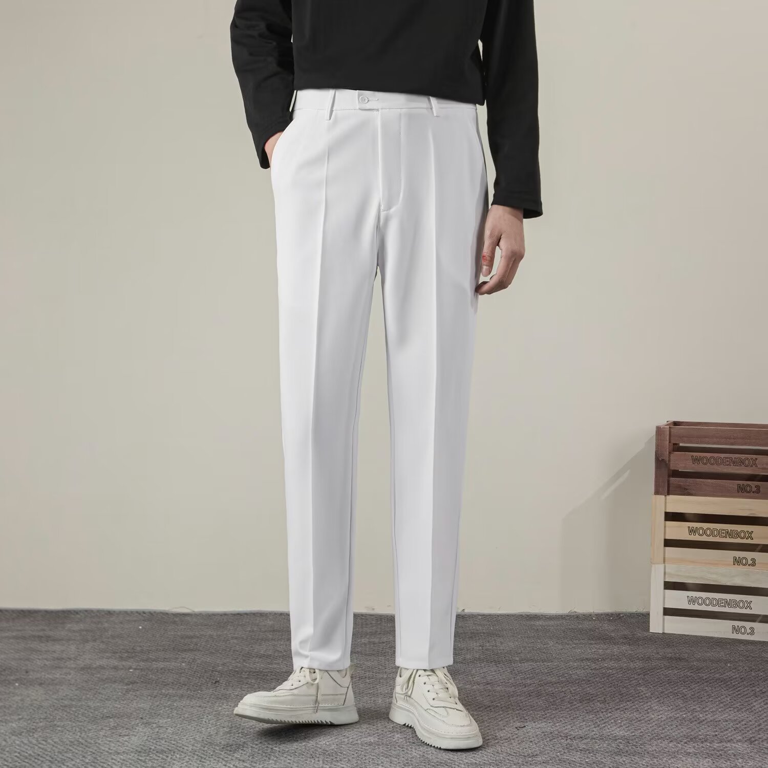 Streetwear Brand Pants - ฤดูร้อนผู้ชายสีทึบตรงกางเกงแฟชั่นคลาสสิกธุรกิจสบายๆชายแบรนด์เสื้อผ้าคลาสสิก Slim กางเกงสูท