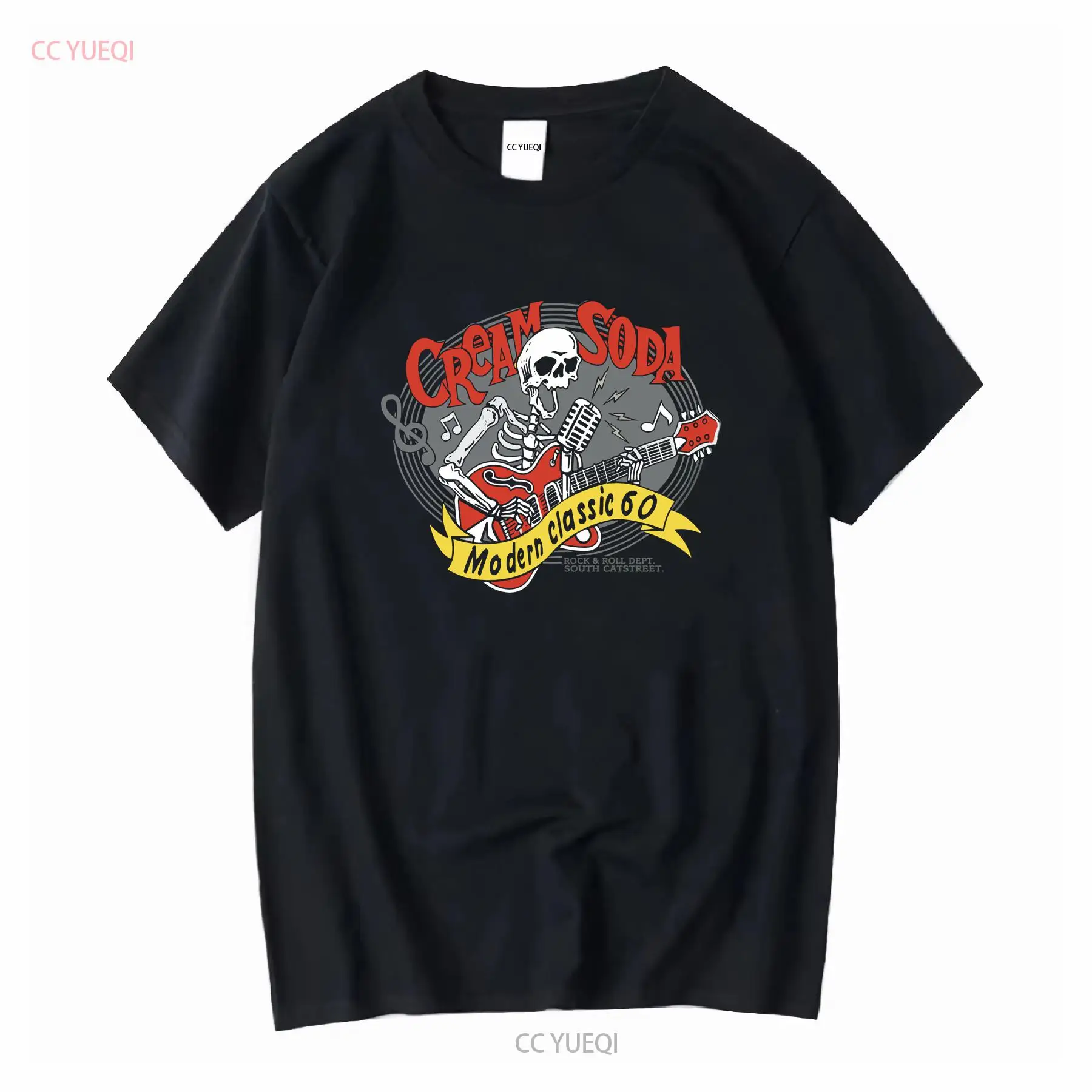 Streetwear Brand Top - เสื้อยืดครีมโซดา ร็อคโรล แบรนด์ญี่ปุ่น วินเทจ ผ้าซักแล้ว นุ่ม