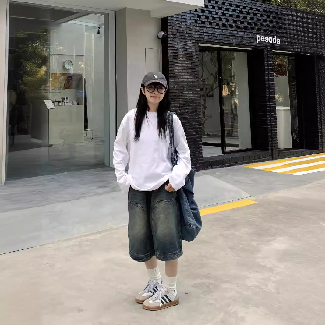 กางเกงยีนส์ขาสั้นทรงหลวมสไตล์ว - Streetwear Brand Pants บทวิจารณ์และราคา