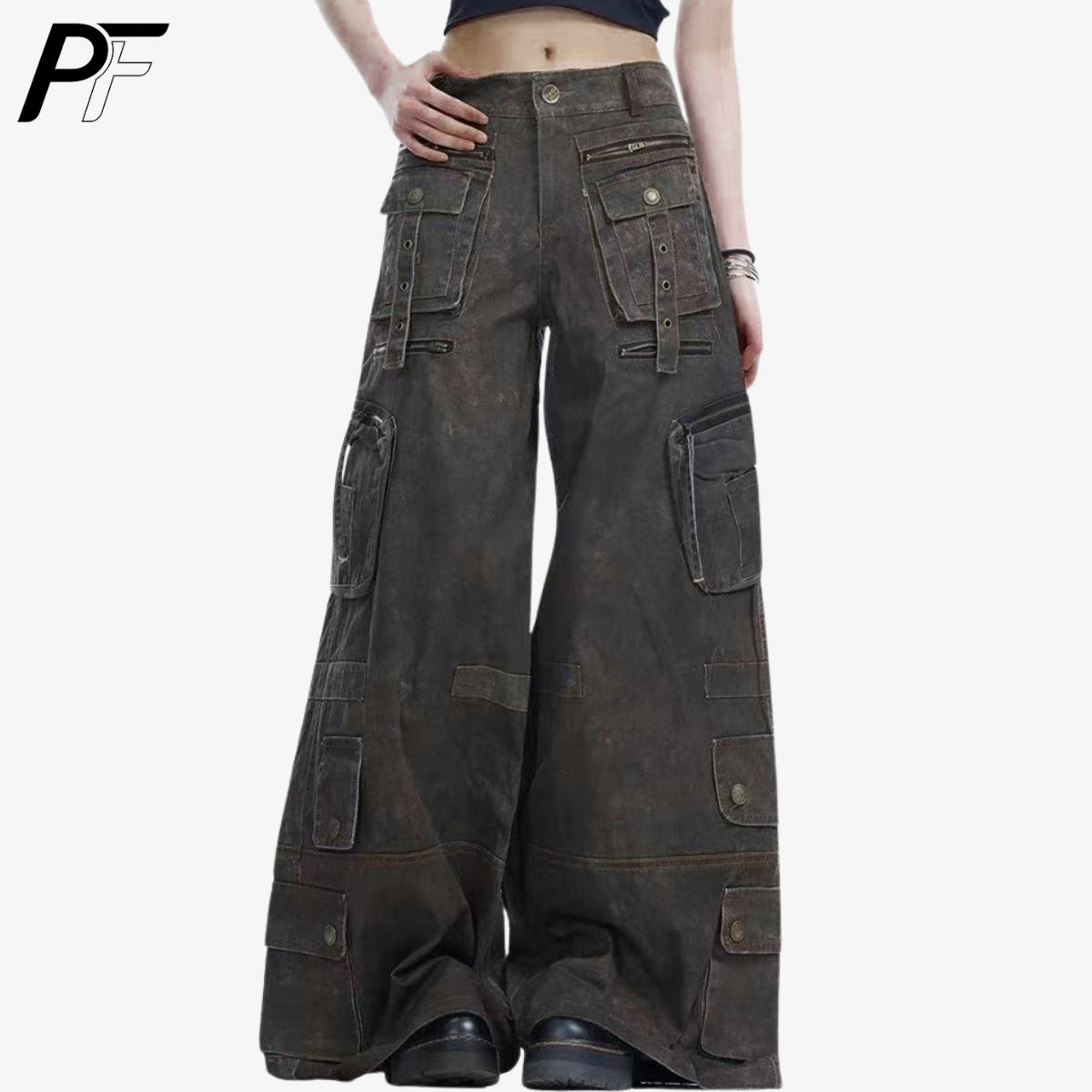 กางเกงคาร์โก้ทรงขากว้างสไตล์กร - Streetwear Brand Pants บทวิจารณ์และราคา