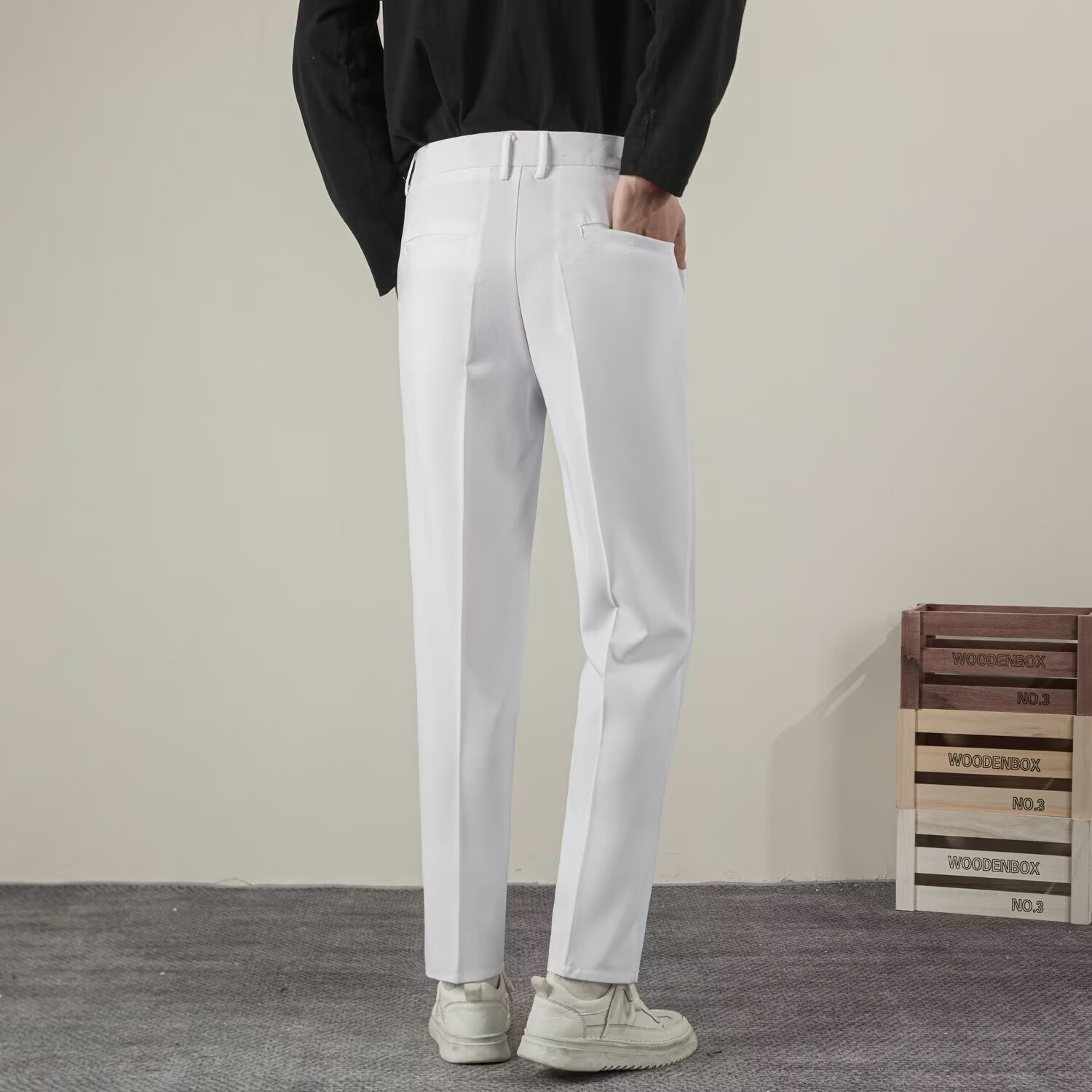 ฤดูร้อนผู้ชายสีทึบตรงกางเกงแฟช - Streetwear Brand Pants บทวิจารณ์และราคา