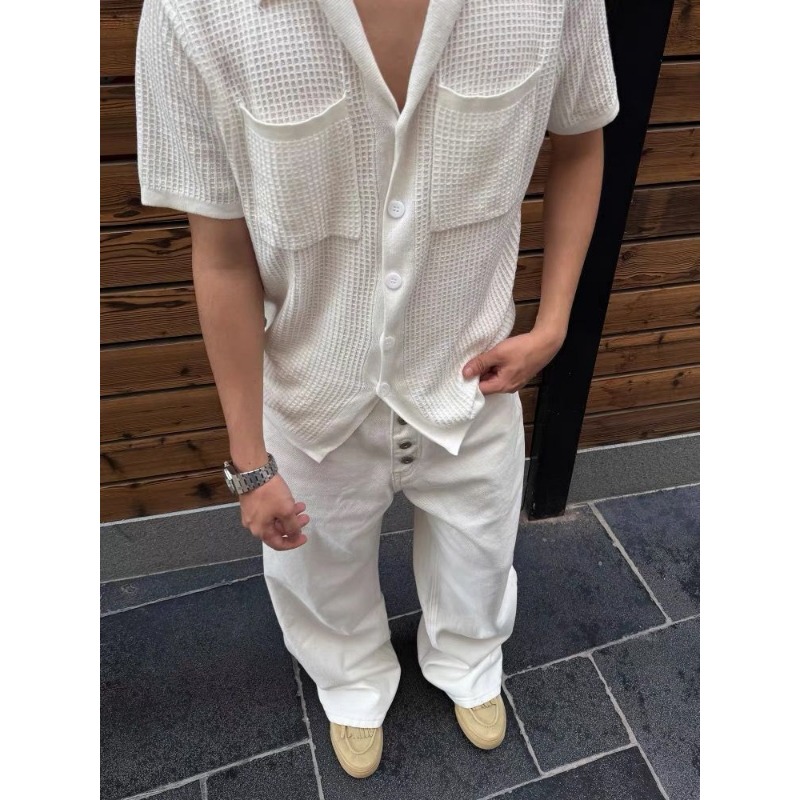 กางเกงยีนส์ขาบานสีขาวทรงหลวมเอ - Streetwear Brand Pants บทวิจารณ์และราคา