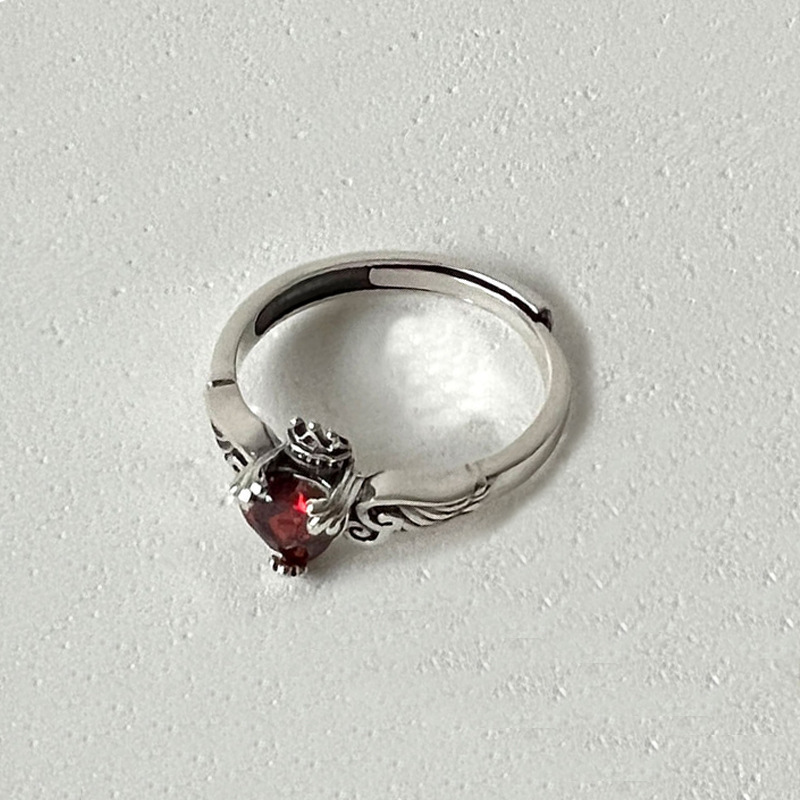 เงินแท้ 925 รูปหัวใจสีแดง ​ แห - Chrome Hearts Ring บทวิจารณ์และราคา