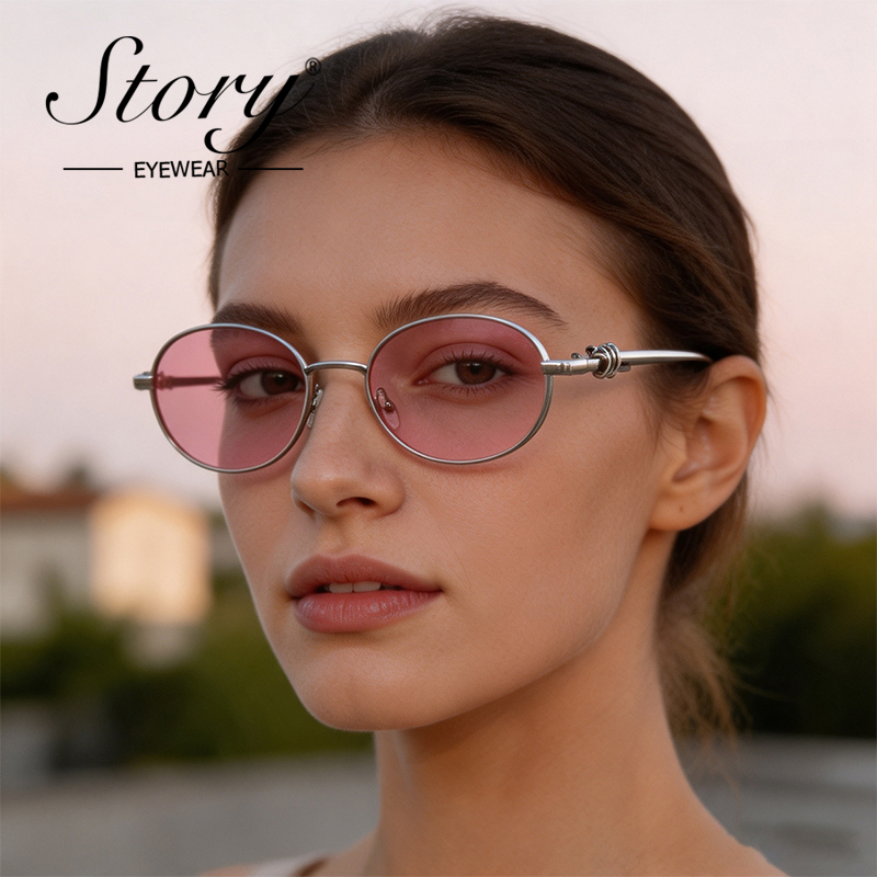 STORY แว่นกันแดดทรงวงรีกรอบโลห - Streetwear Brand Designs บทวิจารณ์และราคา